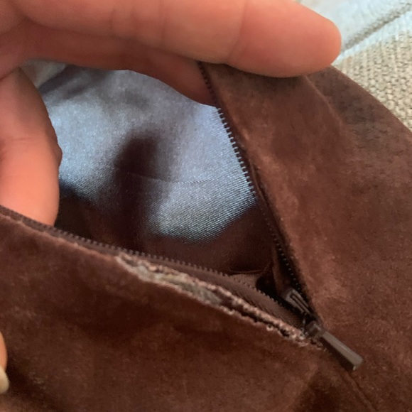 Vintage Coldwater Creek brown LEATHER skirt. L - Picture 6 of 8